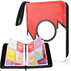 AULEEP Red Trading Card Binder 4 Pockets 520 Cards Collection for Kids Boys Girls, Easy Carry DIY Stickers Holder, Removable Top Loading Cards Album for Yoto TCG, MTG Cards