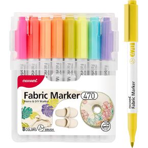 Monami Fabric Marker 470 (Set A) ، طرف الفرشاة ، لا توجد علامات نسيج متميزة مطلوبة لـ Tshirts ، المنسوجات ، الأحذية ، الأكياس البيئية ، وأكثر من ذلك ، قابلة للغسل في الماكينة ، لا يوجد نزيف تقريبًا ، 15 فرشاة ملونة متنوعة