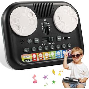 Baby Musical DJ Set for Kids with Scratching Sound Effect,5 Demo Songs,7 Sounds and Piano Sounds,Electronic keyboard,DJ Turntable with AUX and Record,DJ Party Mixer Musical Toy for Children