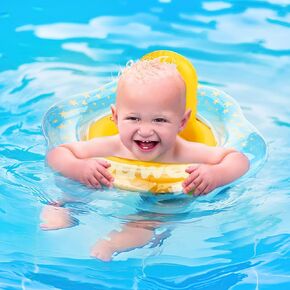 Zooawa Baby Swimming Float ، يطفو الطفل على حمام السباحة مع مقعد السلامة ، وطفل الأطفال الرضع لا يطفو على التدريب على السباحة للطفل من 3 إلى 12 شهرًا ، S ، الأصفر