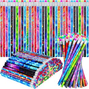 Chinco 25 Pcs Wooden Pencil with Eraser Assortment Colorful Pencils for Kids Writing Fun Assorted Novelty Kids Fun School Supplies for Classroom, Student Reward, Party Favor in Kuwait