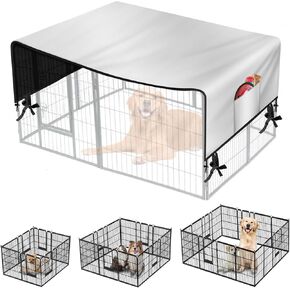 Dog Playpen Cover,Heavy Duty 600D Oxford Fabric with Sun/Rain Dog Play Pen Cover Top Sun Shade Specialized Fits for 24/32/40/45/50"Panels Dog Playpen.( Cover Only)