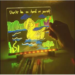لوحة محو أكريليك جاف 7.8 "× 7.8" - لوحة كتابة LED - Light Up Dry Erase - LED Note Board مع ألوان - لوحة رسم LED
