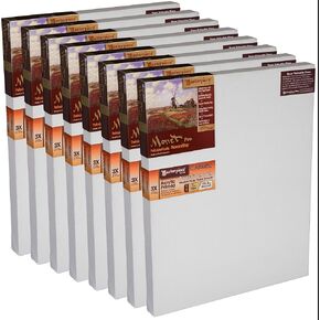 تحفة Z8MC-1114 MONET PRO 1.5 "Deep Carmel Portrait Smooth 10.3 Oz Cotton Canvas 11" × 14 "White 8 Pack