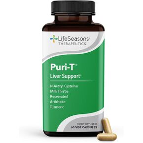 LifeSeasons - Puri-T - Liver Support & Detox Supplement - Supports Tissue Regeneration & Healthy Bile Flow - Milk Thistle, Artichoke, N-Acetyl Cysteine, Resveratrol & Turmeric - 60 Capsules