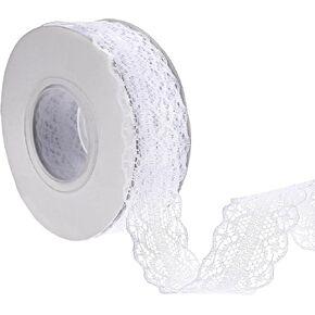 25 Yards White Lace Trim Ribbon 1.2 Inch Wide Vintage Pattern Roll Ribbons Floral Lace Ribbons for Sewing DIY Crafts Party Decorations Scrapbooking Wedding Decor Flower Design