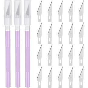 uxcell 3pcs Exacto Art Craft Hobby Knives Precision Utility Knife Set with 20pcs Extra #11 Blades, for Carving Crafting Scrapbooking Stencil Paper Wood Plastic Model, Red