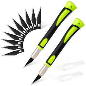 FOSHIO Precision Exacto Knife Set, 2 Pack Craft Knife with Extra Exacto Blades, Hobby Knife Set with Protective Cover Rubber Handle for Crafts, Arts, Stencil, Modeling, Trimming, Carving (Purple)
