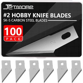 Jetmore 100 Pack Exacto Knife Blades, Hobby & Craft Knife Replacement Blades with Storage Box for Scrapbooking, Caving & Stencil
