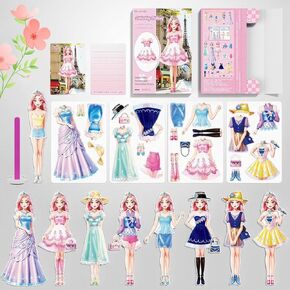الأميرة المغناطيسية تلبيس دمية الورق ، والألعاب المغناطيس ، وتلعب لعبة Playset Toy Magnetic Dontud Dolls والتظاهر بالفتيات (Liz) ، Medium