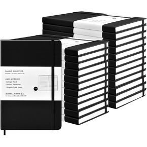 Coopay 24 Pack A5 Journal Notebooks Bulk, 160 Pages, 100GSM Thick Paper, 8.3 x 5.5 inch Hardcover Lined Leather Journals for Writing Office School Business,Bulk Notebook for Work Men Women(Gray)