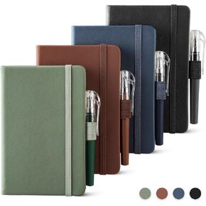NETANY 4 Pack Small Notebook Pocket Book ، A6 Mini Leather Hardcover Journal ، 3.7 "× 5.7" ، 416 PAGE
