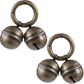 Dog Collar Bells, 2 PCS Dog Bells for Pet Tracking, Brass Collar Charms Designed for Pet Tracking with Key Rings Vintage Bronze