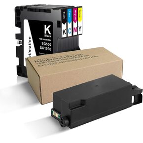 YOUEXPERT SG500 SG1000 Sublimation Ink Cartridges 4 Pack and GC41 Maintenance Box Bundling, Compatible for Sawgrass Virtuoso SG500 SG1000 Printers