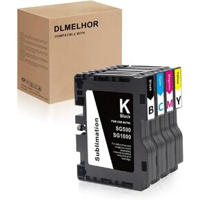 SG500 SG1000 Sublimation Ink Cartridge Upgraded Chip Compatible with Sawgrass Virtuoso SG500 SG1000 Printers(1 Black, 1 Cyan, 1 Magenta, 1 Yellow, 4-Pack)