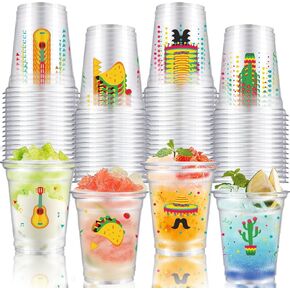 50 PCS FIESTA CUPS 12 OZ CUPS CUPS CINCO DE MAYO Party Decorations Mexican Clear Cup Clear Clear Clear Clost Csummer Pool Mexicana Supplies Party Supplies