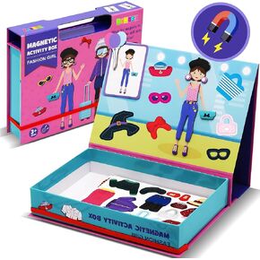 دمى الورق المغناطيسي للبنات الذين تتراوح أعمارهم بين 4-7-71 PC Fashion Girl Dress Up Dolls Kits & Preschool Toddler Ections ، لعبة STEM الصديقة للسفر ، مغناطيس الثلاجة الممتعة للأطفال الصغار 3-12