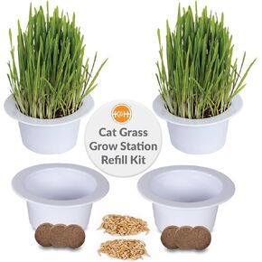 K&H PET Products Cat Grass Grow Station تعبئة كأس متنامية لمنتجات K&H EZ Mount ، ألعاب القطط العسكرية الصحية للبالغين البالغين بالملل ، مستزرعة في الولايات المتحدة الأمريكية ، غير المعدلة وراثيا - إعادة الملء فقط ، 2 عبوة