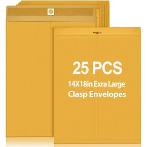 25 Pcs Large Clasp Envelope 14 x 18 Inch Catalog Envelopes with Clasp Closure for Mailing Thick Documents Home, Business, Legal or School Storing Mailing