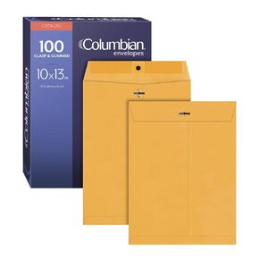 مظاريف Columbian Clasp ، Kraft البني الشاق ، قفل المعادن الآمن وختم Gummed ، مظاريف بريدية كبيرة ، 10 "13" ، 100 لكل صندوق (1016827)