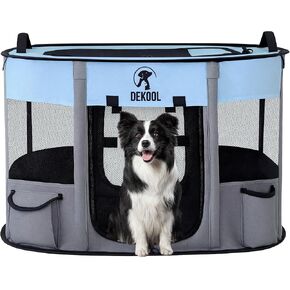Foldable Dog Playpen,Pet Playpen,Portable Dog Crate for Small Dogs,Puppy Play Pen for Indoors，Kennel Tent Crate for Indoor Outdoor Travel Camping Use with Carrying Case (Blue, M)
