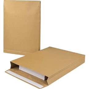 15 Pack Expandable Large Kraft Envelopes, 13" x 9.3" Big Mailing Envelopes Self Seal Anti Tear Catalog Envelopes for Business Office Paper Documents File Storage - Brown Kraft