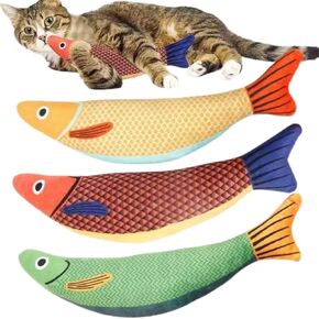 Durable Fish-Shaped Catnip Toy with Strong Herbal Appeal, Soft Fabric and Safety Liner for Indoor Cats, 10-Inch Long Realistic Kitten Toy, 1 Oz. Lightweight Pet Chew Toy(Yellow)
