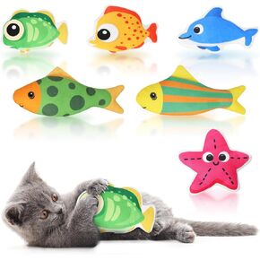 6 Pcs Catnip Toys for Cats, with Various Cute Fish Styles, Catnip Crinkle Sound, Soft and Durable, Interactive Kitten Kicker for Indoor Kitty Exercise for All Breeds