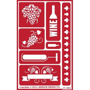 Armour Products 21-1652 Over N Over Glass Etching Stencil, 5-Inch by 8-Inch, Wine Time