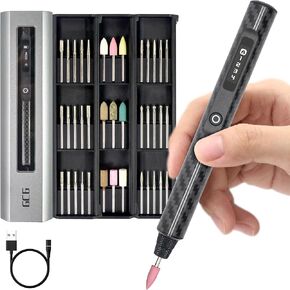 AM ARROWMAX Mini Engraving Pen, Carbon Fiber Body, HollowCup Motor, Smart Rotary Tool for Artists & DIYers, 39 Bits With Aluminum Case, OLED, Engraving Pen For Metal, Wood, Glass and Plastic (GC6)