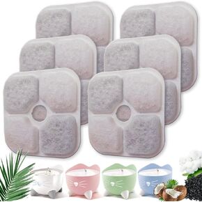 Cat Water Fountain Replacement Filters Compatible with Catit PIXI Cat Drinking Fountain 85oz/2.5L with Whiskers Pattern, Replacement Triple Action Water Pet Dispenser Filters (12 PACK)