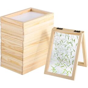 Homaisson 10 PCS Paper Making Kit - 5''x7 '' صنع الورق شاشات صنع الورق الأطر الورق الخشبي صنع فتحة العفن مع شبكة من الحرف اليدوية ، مجموعة صنع الورق اليدوية