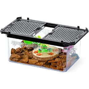 High-Transparency Reptile & Insect Enclosure Terrarium with Magnetic Door, Excellent Ventilation, Easy Cleaning, and Strong, Long-Lasting Build for Gecko, Tarantula, Hermit Crab (9.3x6.2x4.6 Inch)