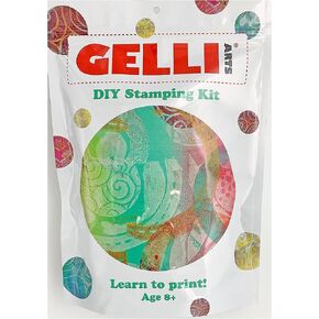 مجموعة طوابع Gelli Arts مع مجموعة ختم وطباعة لوحة هلام ، مجموعة طوابع DIY ، صنع الطوابع مع لوحة طباعة 5 × 5 ولوازم الطباعة ، اصنع طوابعك الخاصة ، مجموعة أحادية