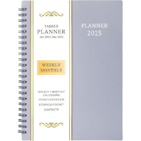 2025 Planner - Jan 2025 - Dec 2025, Planner 2025, 2025 Planner Weekly and Monthly, 6.25" × 8.3", Tabs, Inner Pocket, Strong Twin-Wire Binding, Improving Your Time Management Skill
