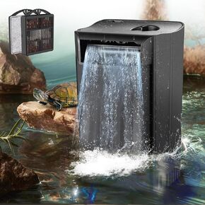 Upgraded Turtle Tank Filter Aquarium Filter Ultra-Silent Internal Waterfall Filter Low Water Level 30-75 Gal Adjustable for Freshwater Saltwater Reptile Shrimp Frog (16W Turtle Filter)