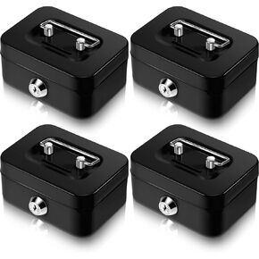 TANDEFIO 4 قطع أموال مربع نقدي مربع مع قفل وفوول منظم الصلب Piggy Bank Metal Coin Gifts لعيد الميلاد العام الجديد ، بدون صينية المال (أسود ، أخضر ، رمادي ، وردي)