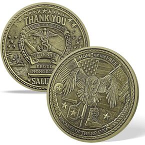 100 PCS التحدي المخضرم العسكري عملة مع تمثال من نمط الحرية ، شكرًا لك على عملاتك المعدنية لتكريم هدية التقدير المخضرم