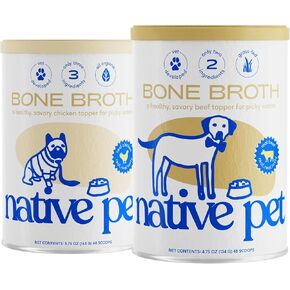 Native Pet, Dogs & Cat Broth Bundle | Chicken & Beef Flavored | Dog Food Topper for Picky Eater | Dog Gravy & Dog Bone Broth Powder