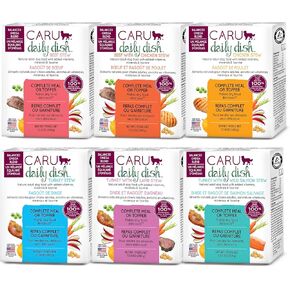 Caru - Daily Dish Stews - Healthy Functional Wet Dog Food or Food Topper Variety Pack - Beef, Chicken, Turkey, Beef w/Chicken, Turkey w/Salmon, Turkey w/Lamb - 12 oz Cartons - Pack of 6