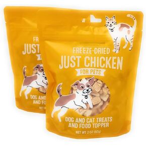 Freeze Dried Just Chicken Dog and Cat Treats Food Topper Net Wt. 2 Oz (57g) - Pack of 2