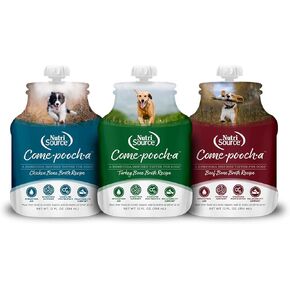 NutriSource Come-Pooch-A Turkey Bone Broth for Dog Kibble 12 Ounce (Pack of 2)
