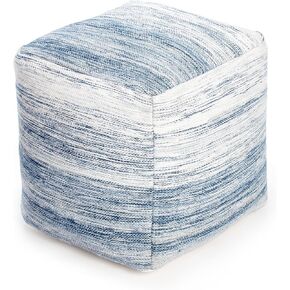 Anji Mountain 100% Handmade & Handcrafted Comfortable Home Décor Pouf Ottoman Footrest for Living Room, Bedroom, Nursery, Kidsroom, Patio Furniture - (20" x 20" x 20"- Ivory,Blue) in Kuwait