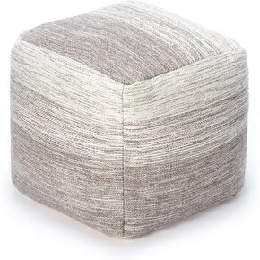 Anji Mountain 100% Handmade & Handcrafted Comfortable Home Décor Pouf Ottoman Footrest for Living Room, Bedroom, Nursery, Kidsroom, Patio Furniture - (20" x 20" x 20"- Ivory,Blue)