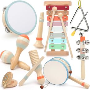 Toddler Musical Instruments,Wooden Musical Toys for Toddlers 1-3,Montessori Musical Toys for Babies 6-12 Months,Preschool Educational Baby Girl Toys,Music Toys for 1 Year Old,Christmas Birthday Gifts