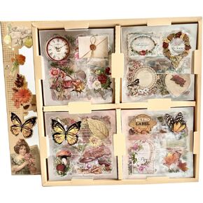 Tiypke 508pcs DIY Scrapbooking Supplies Supplies kit - Junk Journal Kit Vintage Mystical Jungle Journal Forms for Journaling Butterfly Flower Mushroom Ensect Stickers for adult