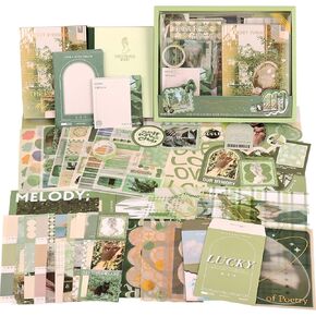 طقم لوازم Scrapbooking ، مجموعة سجلات القصاصات الجمالية العتيقة لـ Bullet Junk Journal ، قرطاسية ، دفتر شبكة A6 ، لوازم اليوازم DIY ، هدية عيد ميلاد للنساء في سن المراهقة كيد