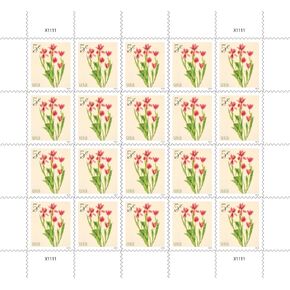 Red Tulips 2024 5-Cent (Sheet of 20) Five-Cent Denominated Mail-use Additional Postage Stamps in Kuwait
