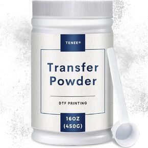 DTF Powder 450g/16oz White DTF Powder Adhesive, Upgrade DTF Transfer Powder with Super Adhesion, Waterproof and Durability for All Fabric, DTF Hot Melt Adhesive Powder for All DTF Printers.