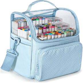 Marker Organizer Case for 180 Markers, Large Marker Storage Bag with Divider for Adults, Marker Travel Holder Case Bag for Various Markers or Art Craft Supply, Purple (Patented Design)